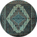 Round Machine Washable Persian Light Blue Traditional Rug, wshtr2420lblu