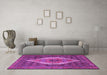 Machine Washable Medallion Purple Traditional Area Rugs in a Living Room, wshtr2421pur