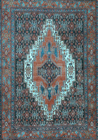 Medallion Light Blue Traditional Rug, tr2421lblu