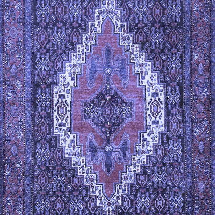Machine Washable Medallion Blue Traditional Rug, wshtr2421blu