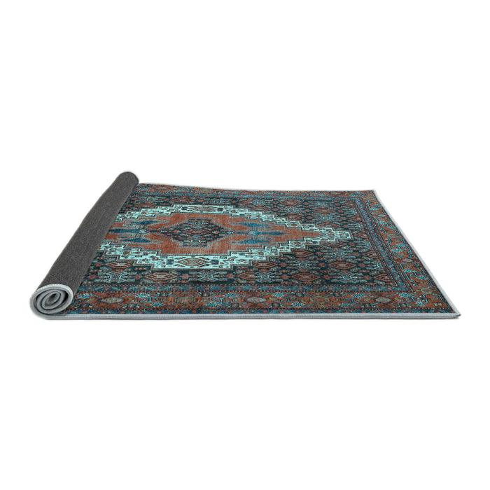 Sideview of Medallion Light Blue Traditional Rug, tr2421lblu