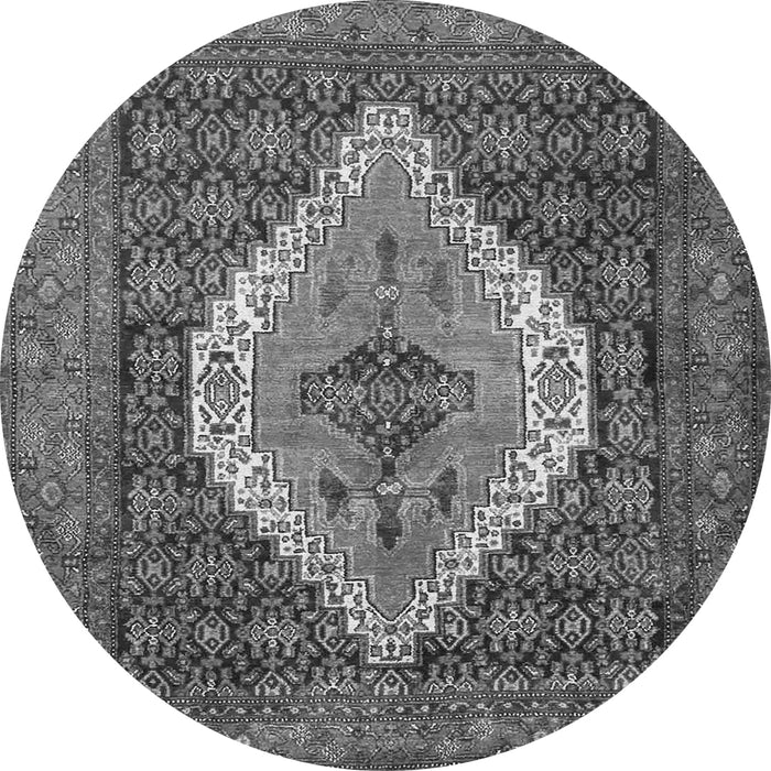 Machine Washable Medallion Gray Traditional Rug, wshtr2421gry