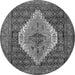 Machine Washable Medallion Gray Traditional Rug, wshtr2421gry