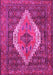 Machine Washable Medallion Pink Traditional Rug, wshtr2421pnk