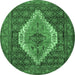 Round Medallion Emerald Green Traditional Rug, tr2421emgrn