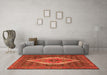 Machine Washable Medallion Orange Traditional Area Rugs in a Living Room, wshtr2421org