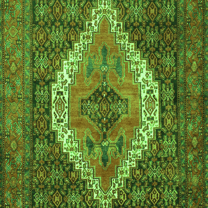 Serging Thickness of Machine Washable Medallion Green Traditional Area Rugs, wshtr2421grn