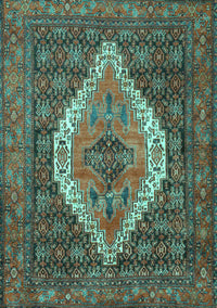 Medallion Turquoise Traditional Rug, tr2421turq