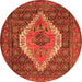 Square Medallion Orange Traditional Rug, tr2421org