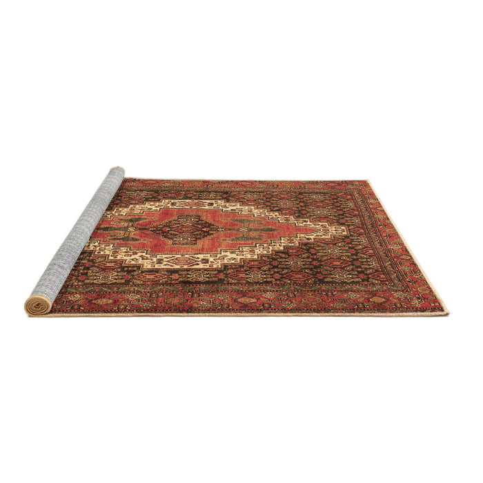 Sideview of Machine Washable Medallion Brown Traditional Rug, wshtr2421brn