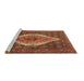 Sideview of Machine Washable Medallion Brown Traditional Rug, wshtr2421brn