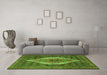 Machine Washable Medallion Green Traditional Area Rugs in a Living Room,, wshtr2421grn