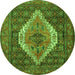 Square Medallion Green Traditional Rug, tr2421grn