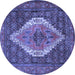 Round Medallion Blue Traditional Rug, tr2421blu