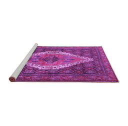 Sideview of Machine Washable Medallion Purple Traditional Area Rugs, wshtr2421pur