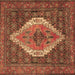 Square Machine Washable Medallion Brown Traditional Rug, wshtr2421brn