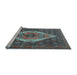 Sideview of Machine Washable Medallion Light Blue Traditional Rug, wshtr2421lblu