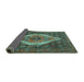 Sideview of Medallion Turquoise Traditional Rug, tr2421turq