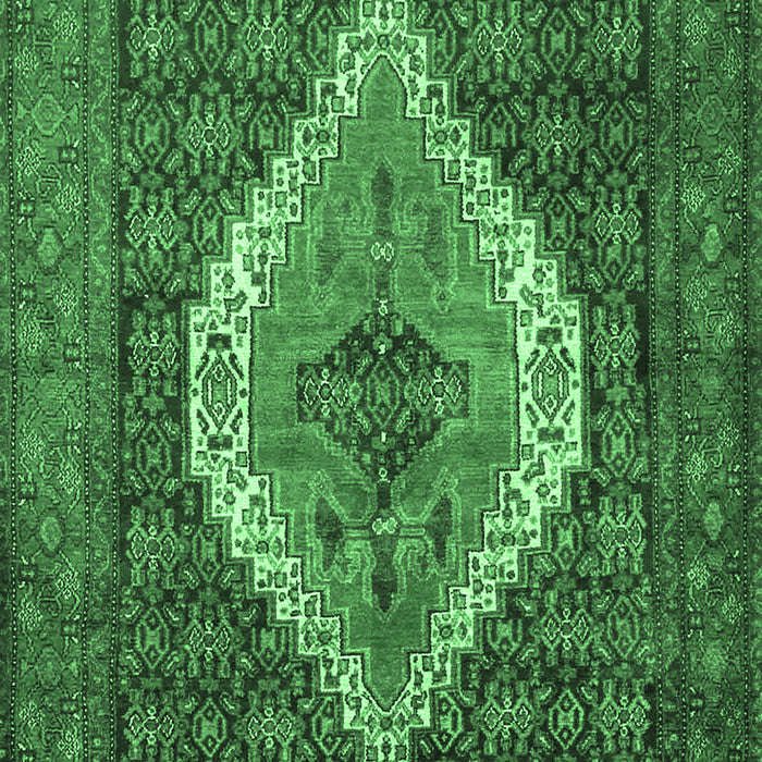Medallion Emerald Green Traditional Rug, tr2421emgrn