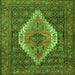 Serging Thickness of Medallion Green Traditional Rug, tr2421grn