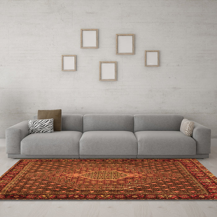 Machine Washable Persian Orange Traditional Area Rugs in a Living Room, wshtr2422org