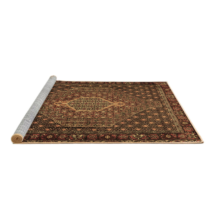Sideview of Machine Washable Persian Brown Traditional Rug, wshtr2422brn