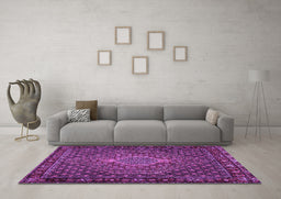 Machine Washable Persian Purple Traditional Area Rugs in a Living Room, wshtr2422pur