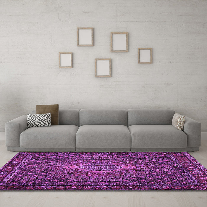 Machine Washable Persian Purple Traditional Area Rugs in a Living Room, wshtr2422pur