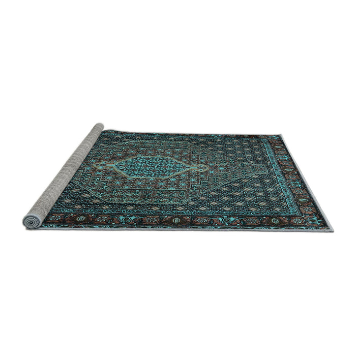 Sideview of Machine Washable Persian Light Blue Traditional Rug, wshtr2422lblu