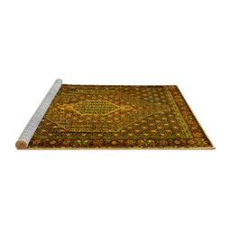 Sideview of Machine Washable Persian Yellow Traditional Rug, wshtr2422yw