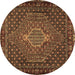 Round Machine Washable Persian Brown Traditional Rug, wshtr2422brn