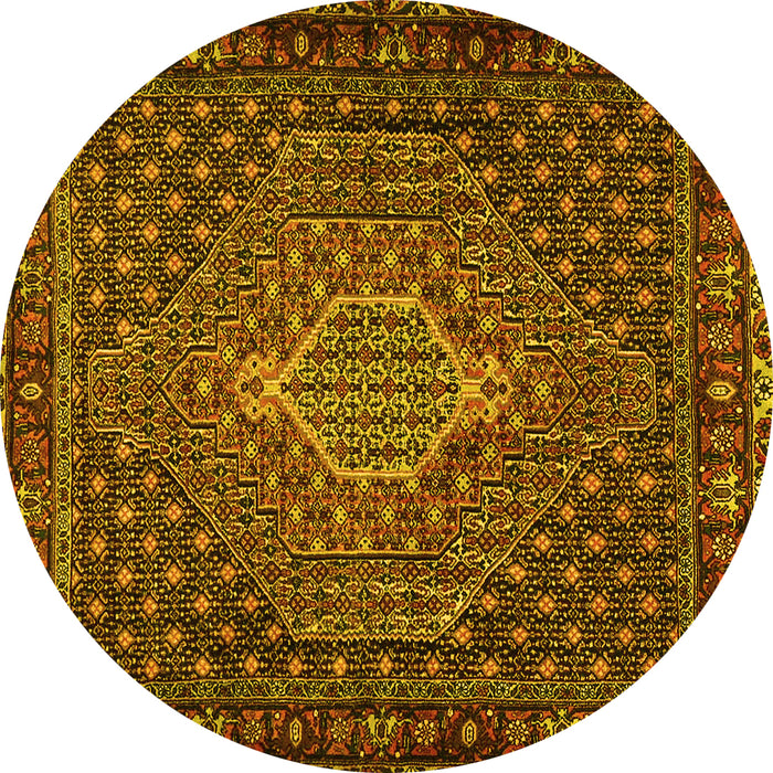 Round Machine Washable Persian Yellow Traditional Rug, wshtr2422yw