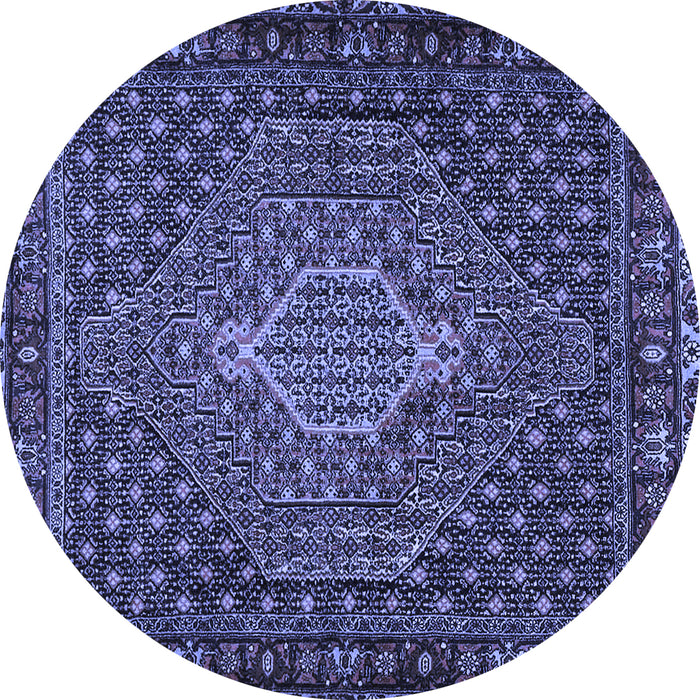 Round Machine Washable Persian Blue Traditional Rug, wshtr2422blu