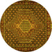 Round Persian Yellow Traditional Rug, tr2422yw