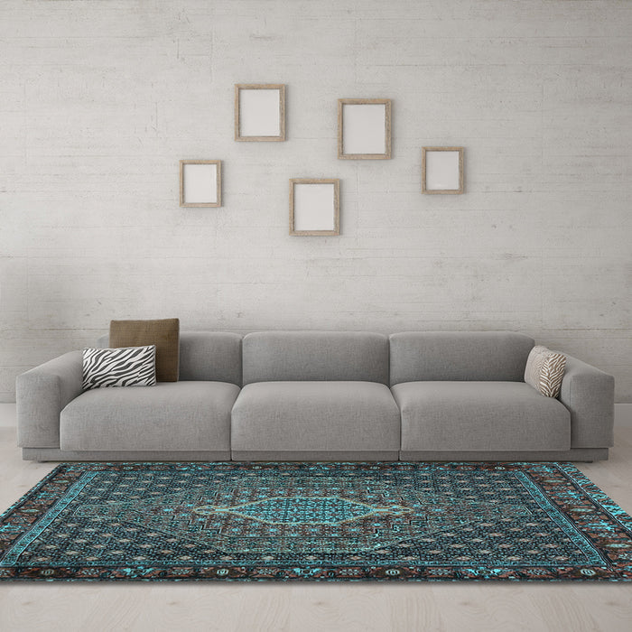 Machine Washable Persian Light Blue Traditional Rug in a Living Room, wshtr2422lblu