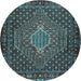 Round Machine Washable Persian Light Blue Traditional Rug, wshtr2422lblu