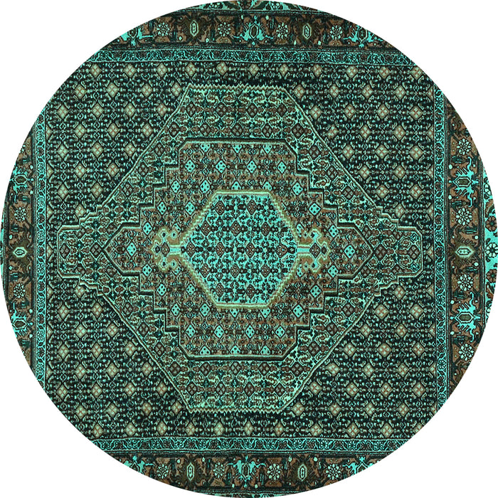 Round Persian Turquoise Traditional Rug, tr2422turq