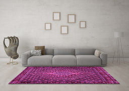 Machine Washable Persian Pink Traditional Rug in a Living Room, wshtr2422pnk