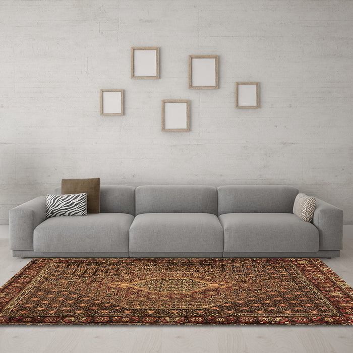 Machine Washable Persian Brown Traditional Rug in a Living Room,, wshtr2422brn