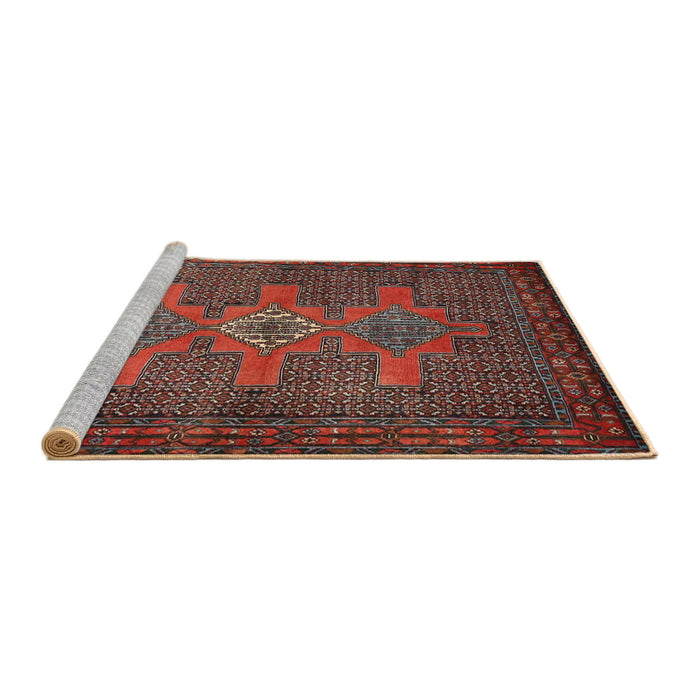 Sideview of Machine Washable Traditional Saffron Red Rug, wshtr2423