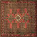 Square Machine Washable Persian Brown Traditional Rug, wshtr2423brn