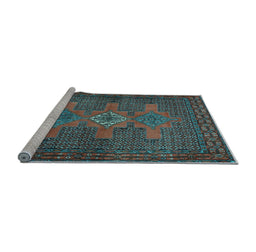 Sideview of Machine Washable Persian Light Blue Traditional Rug, wshtr2423lblu