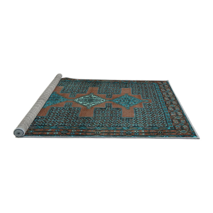Sideview of Machine Washable Persian Light Blue Traditional Rug, wshtr2423lblu