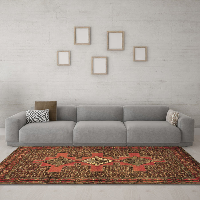 Machine Washable Persian Brown Traditional Rug in a Living Room,, wshtr2423brn