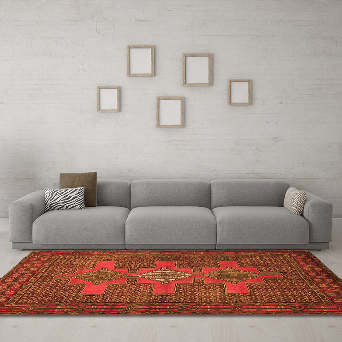 Machine Washable Persian Orange Traditional Area Rugs in a Living Room, wshtr2423org