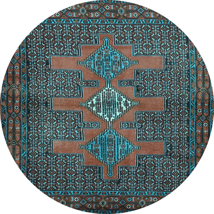 Round Machine Washable Persian Light Blue Traditional Rug, wshtr2423lblu