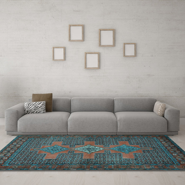 Machine Washable Persian Light Blue Traditional Rug in a Living Room, wshtr2423lblu