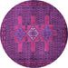 Round Persian Purple Traditional Rug, tr2423pur