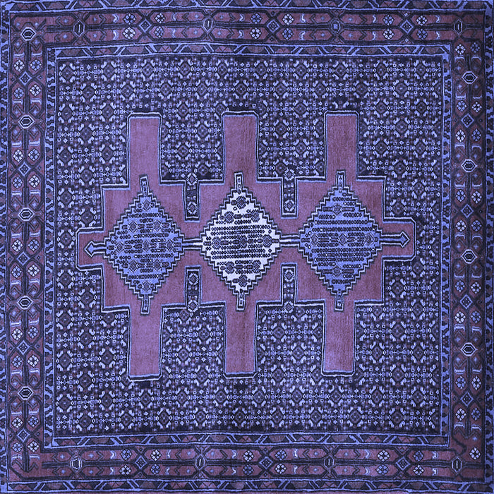 Square Machine Washable Persian Blue Traditional Rug, wshtr2423blu