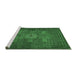 Sideview of Machine Washable Persian Emerald Green Traditional Area Rugs, wshtr2423emgrn